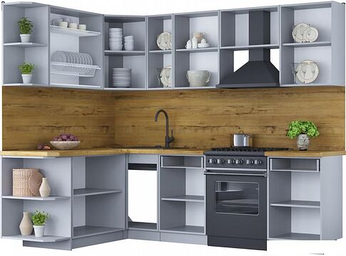 Готовая кухня Интерлиния Мила Шато 1.7x2.5 левая (пепел/пепел/опал светлый)