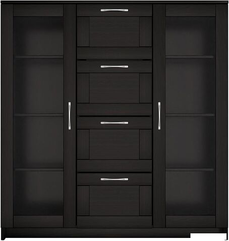 Тумба Mio Tesoro Сириус 2 двери со стеклом и 4 ящика 117x123 2.02.03.400.5 (дуб венге)