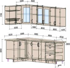 Готовая кухня Интерлиния Мила Крафт 1.2x2.3 (дуб полярный) Готовая кухня Интерлиния Мила Крафт 1.2x2.3 (дуб полярный)