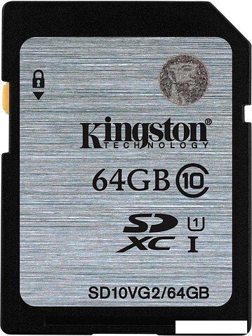 Карта памяти Kingston SDXC (Class 10) 64GB (SD10VG2/64GB)