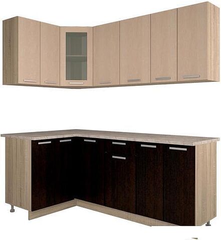 Готовая кухня Интерлиния Мила 12x20 (дуб молочный/дуб венге)