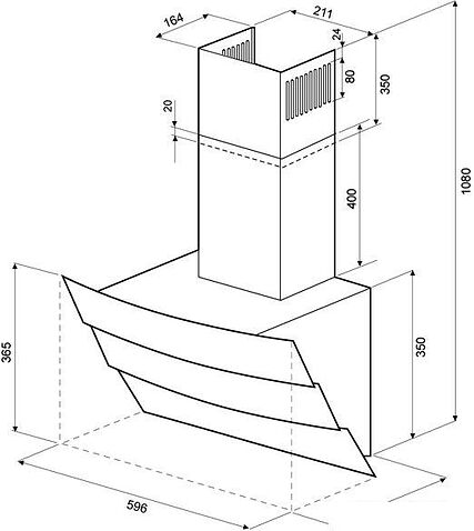 Кухонная вытяжка Krona Inga 600 push button (черный/нержавеющая сталь)