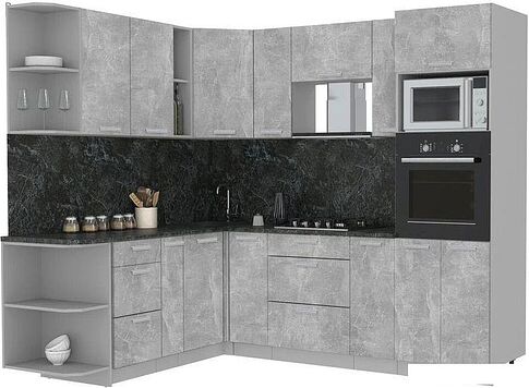 Готовая кухня Интерлиния Мила Лайт 1.88x2.4 левая (бетон/бетон/кастилло темный) Готовая кухня Интерлиния Мила Лайт 1.88x2.4 левая (бетон/бетон/кастилло темный)