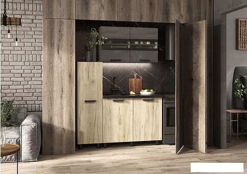 Готовая кухня Стендмебель Эдинбург 1.4 с пеналом (железный камень/дуб крафт серый)