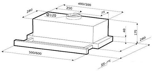 Кухонная вытяжка Krona Kamilla 600 White 1m