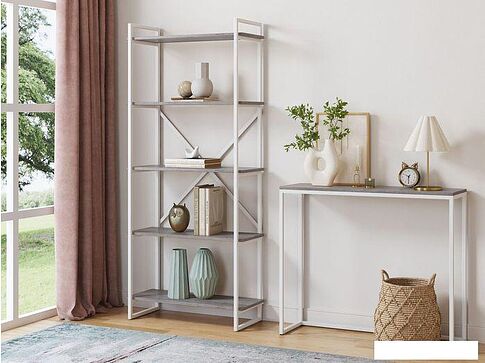 Консольный стол LoftyHome Мальборк 1627936 (смоук, с белым основанием)