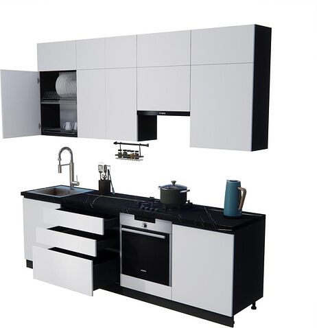 Готовая кухня ВерсоМебель Эко Премиум 2.6 (белый фасадный/ст. тунис)