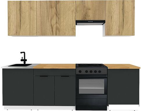 Готовая кухня ВерсоМебель Эко-2 2.6 (дуб крафт золотой/антрацит/ст.золотистый дуб)