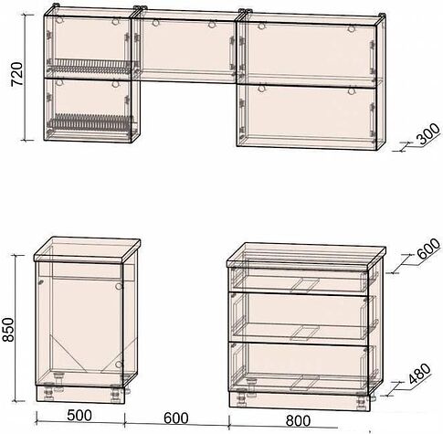 Кухня Интерлиния Мила Матте 1.9 Б (белый/мята/опал светлый)