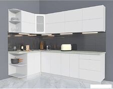 Готовая кухня Интерлиния Мила Матте 1.5x2.6 А правая (белый-белый-опал светлый)