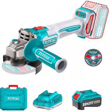 Угловая шлифмашина Total TAGLI211541 (с 1-им АКБ, кейс)
