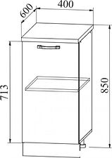 Шкаф напольный ДСВ Тренто С 400 левый (серый/серый)