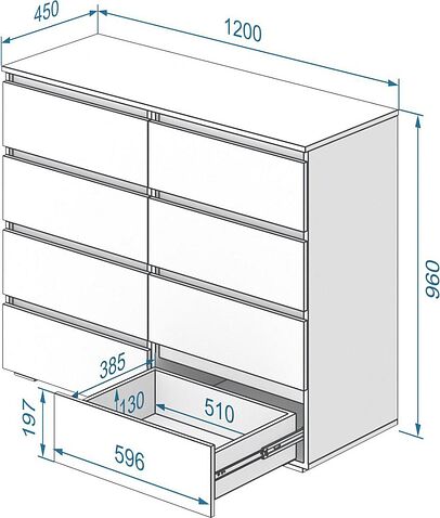 Комод Кортекс-мебель Бари 120 8ш (орех элия/орех элия/орех элия)