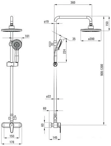 Душевая система Deante Corio NAC 019M