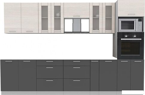 Готовая кухня Интерлиния Мила 3.2 ВТ без столешницы (вудлайн кремовый/антрацит)