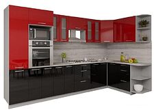 Готовая кухня Интерлиния Мила Gloss 1.68x3.4 правая (красный-черный)