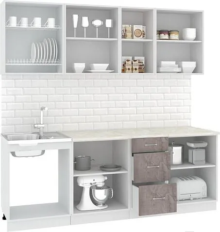 Кухня Кортекс-мебель Корнелия Лира 2.2м (крем/оникс/марсель)