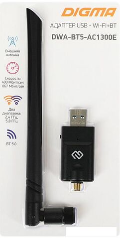 Wi-Fi/Bluetooth адаптер Digma DWA-BT5-AC1300E