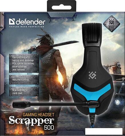 Наушники Defender Scrapper 500 (черный/синий)
