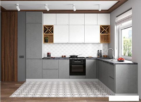 Шкаф напольный ДСВ Тренто СУ 1000 левый (серый/белый)