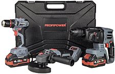 Profipower ProfiSet-3E18 E0247 (шуруповерт, перфоратор, болгарка, 2 АКБ, кейс) Profipower ProfiSet-3E18 E0247 (шуруповерт, перфоратор, болгарка, 2 АКБ, кейс)
