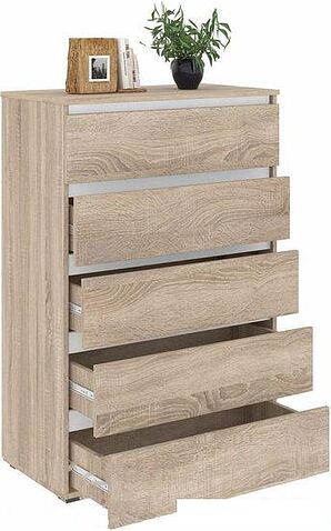 Комод Кортекс-мебель Бари 80 5ш (дуб сонома/дуб сонома/белый)