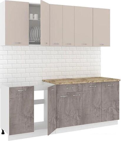 Готовая кухня Кортекс-мебель Корнелия Лира-лайт 2.1м (капучино/оникс/мадрид)