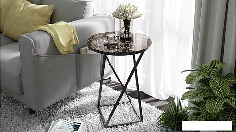 Журнальный столик Трия ДП 1-03-05 (черный/стекло с рисунком Coffe)