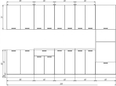 Готовая кухня ЭлиГард Lion 3.2 (ледяное дерево/дымчатый алмаз/королевский опал)