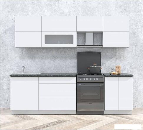 Кухня Интерлиния Интерлиния Мила Матте 2.6 Б (белый/белый/кастилло темный)