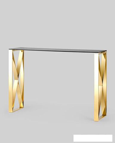 Консольный стол Stool Group Кросс 115x30 (стекло smoke/сталь золото)