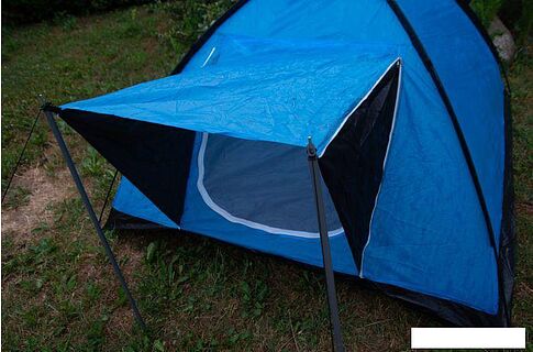 Треккинговая палатка КомфортПром На 4 персоны с крышей SDH103 (синий)