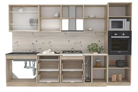 Готовая кухня Интерлиния Мила 3.2 ВТ (вудлайн кремовый/антрацит/бискайская сосна)