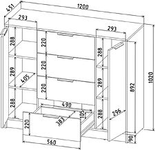 Тумба Интерлиния Концепт КТ-Т120 (дуб золотой/антрацит)