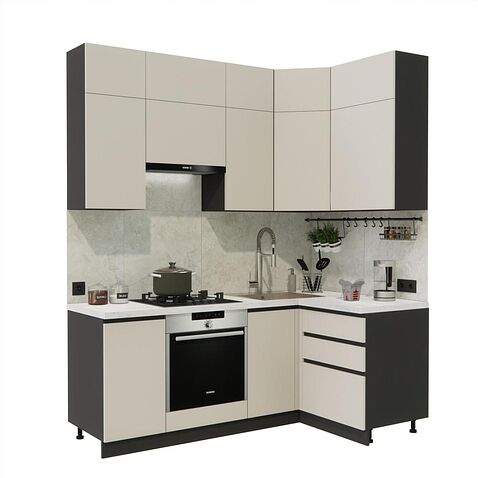 Готовая кухня ВерсоМебель Эко Премиум 1.2x2.0 правая (кашемир/ст. мрамор лацио)