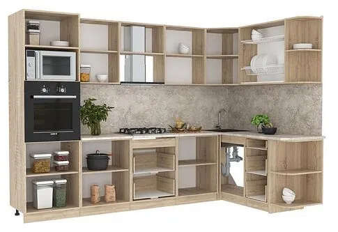 Готовая кухня Интерлиния Мила 1.68x3.0 правая (бетон/бетон/кастилло темный)