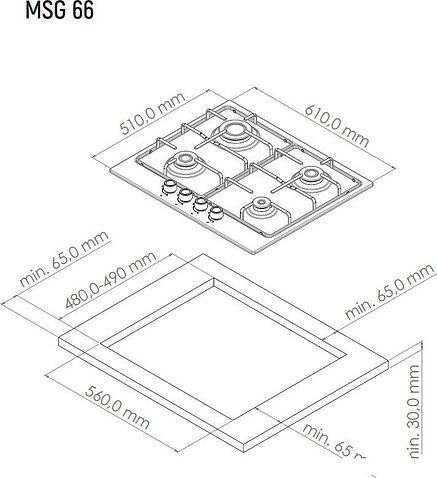 Варочная панель Monsher MSG 66 Beige