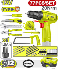 Дрель-шуруповерт Dyllu DTDT4B77 (с 1-им АКБ, кейс, набор инструментов)