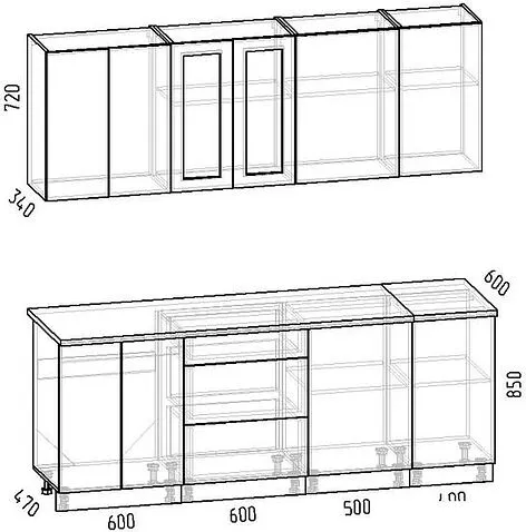 Готовая кухня Интермебель Лион-16 В-1 2.1м (белый софт/графит софт/сесамо)