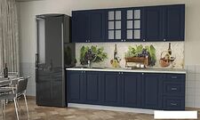 Готовая кухня Интерлиния Мила Деко 2.4А (индиго/индиго/опал светлый)