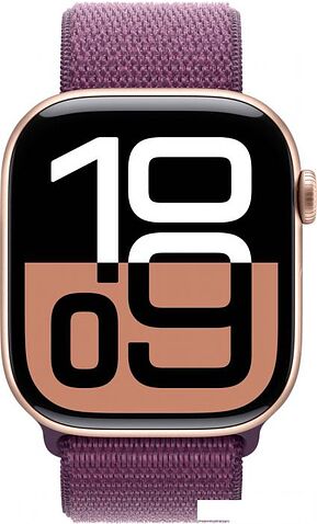 Умные часы Apple Watch Series 10 46 мм (алюминиевый корпус, розовое золото/сливовый, нейлоновый ремешок)