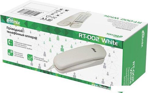 Проводной телефон Ritmix RT-002 (белый)
