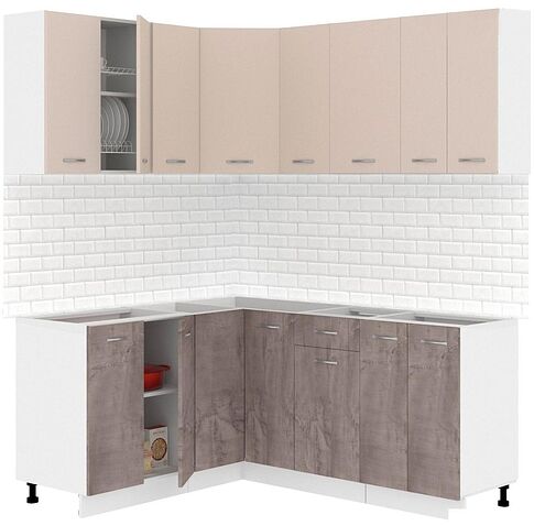 Готовая кухня Кортекс-мебель Корнелия Лира 1.5x1.8 Без столешницы (капучино/оникс)