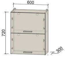 Шкаф навесной Интерлиния Компо ВШ60-720-2дг (бетон)
