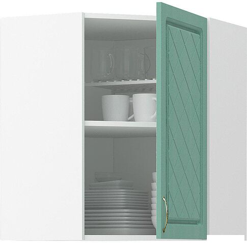 Шкаф навесной Mio Tesoro Модена ШВУ 600 угловой (белый/дуб бирюзовый)