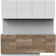 Готовая кухня Интермебель Микс Топ-36 2.1м без столешницы (белый премиум/дуб каньон)