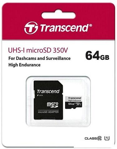 Карта памяти Transcend microSDXC TS64GUSD350V 64GB (с адаптером)