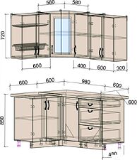 Готовая кухня Интерлиния Мила Крафт 1.2x1.6 (дуб лазурный) Готовая кухня Интерлиния Мила Крафт 1.2x1.6 (дуб лазурный)
