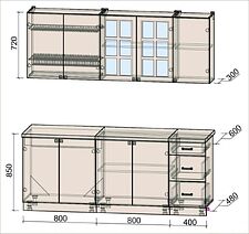 Кухня Интерлиния Мила Деко 2.0 А (мята/белый/опал светлый)