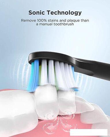 Электрическая зубная щетка Fairywill E11 (черный, 8 насадок)